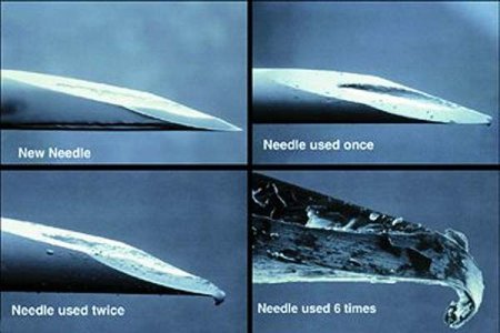Needles after use
